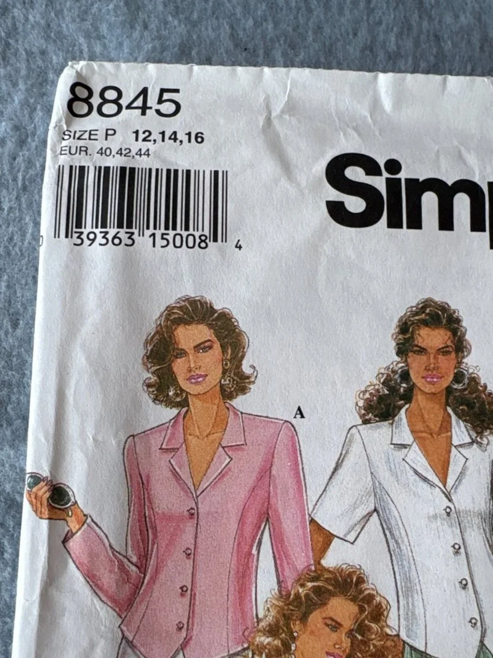 Simplicity 8845 Womens Shirt Sewing Pattern Size 12 14 16 Uncut 1989